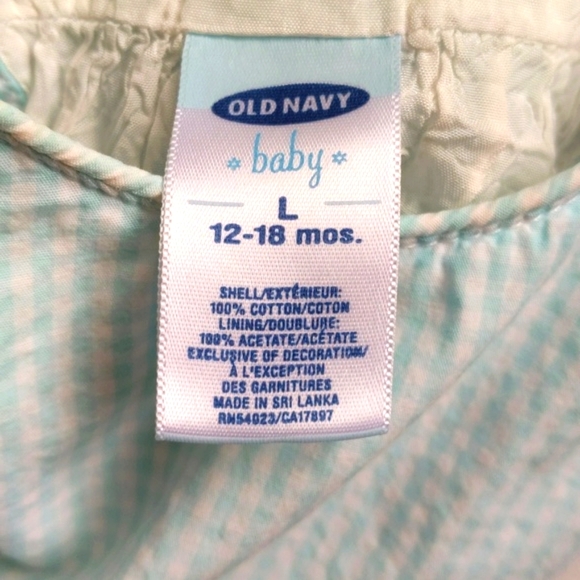 vintage old navy aqua picnic gingham summer dress 18 months baby girl - Picture 4 of 7